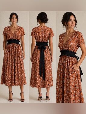 Cedric Charlier Floral Midi Dress